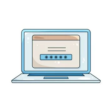 Illustration of laptop login screen Stock Illustration