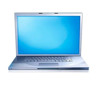 Illustration of a laptop notebook, viewed from the front. Stock Illustration