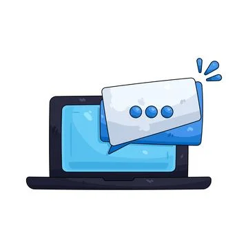 Illustration of laptop with a system message Illustrazione stock