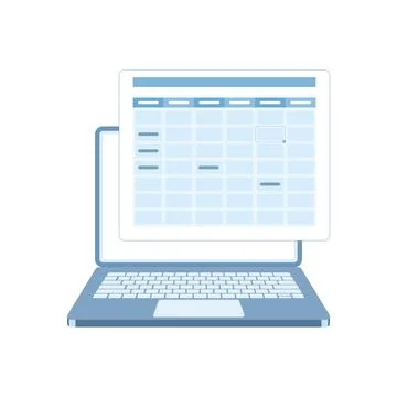 Illustration of laptop user entering data into a spreadsheet 스톡 일러스트