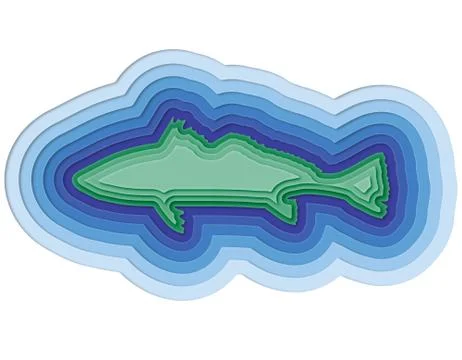 Illustration of a layered fish in the ocean Illustrazione stock