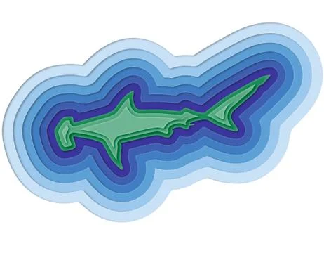 Illustration of a layered fish in the ocean Illustrazione stock
