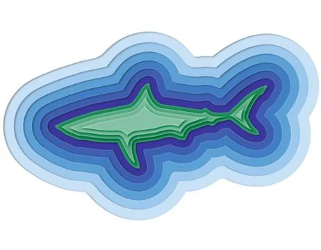 Illustration of a layered fish in the ocean Illustrazione stock