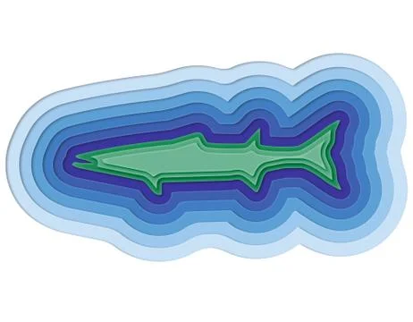 Illustration of a layered fish in the ocean Illustrazione stock