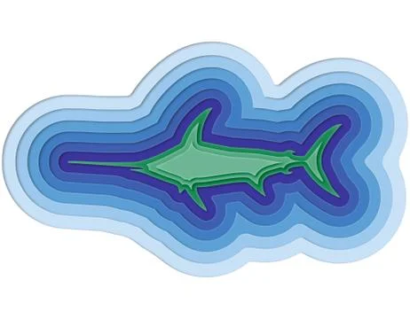 Illustration of a layered fish in the ocean Stock Illustration