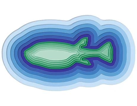 Illustration of a layered fish in the ocean Stock Illustration