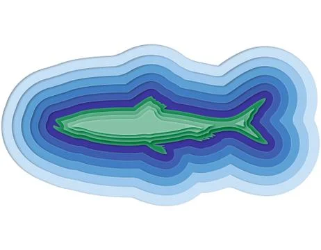 Illustration of a layered fish in the ocean Illustrazione stock