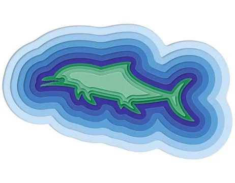 Illustration of a layered fish in the ocean Illustrazione stock