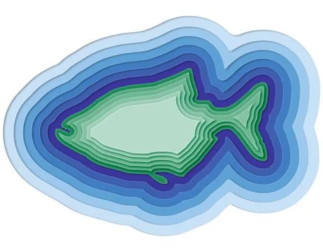 Illustration of a layered fish in the ocean Illustrazione stock