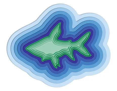 Illustration of a layered fish in the ocean Stock Illustration