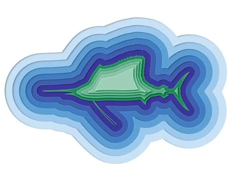Illustration of a layered fish in the ocean Illustrazione stock