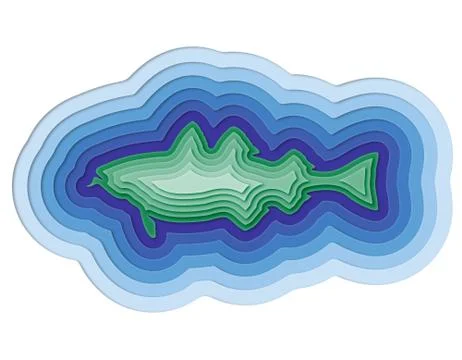 Illustration of a layered fish in the ocean Illustrazione stock