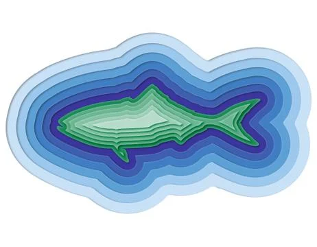 Illustration of a layered fish in the ocean Illustrazione stock