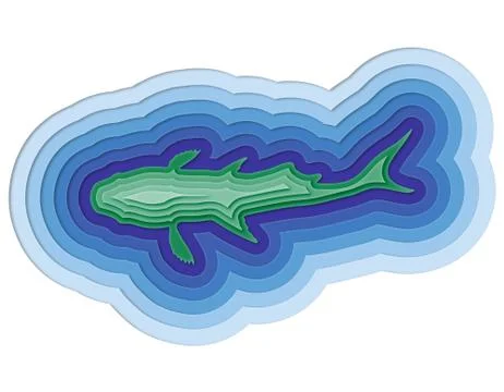 Illustration of a layered fish in the ocean Stock Illustration