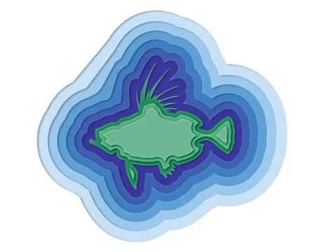 Illustration of a layered fish in the ocean Stock Illustration