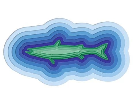 Illustration of a layered fish in the ocean Stock Illustration