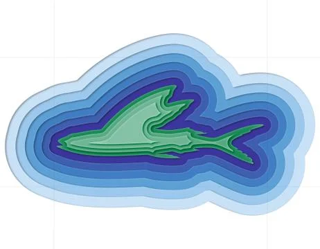 Illustration of a layered fish in the ocean Illustrazione stock