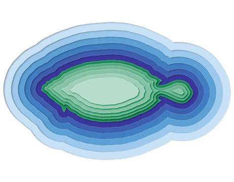 Illustration of a layered fish in the ocean Illustrazione stock