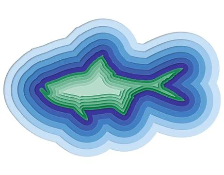 Illustration of a layered fish in the ocean Stock Illustration