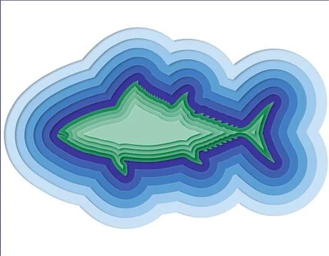 Illustration of a layered fish in the ocean Illustrazione stock