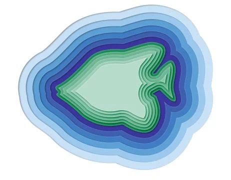 Illustration of a layered fish in the ocean Illustrazione stock