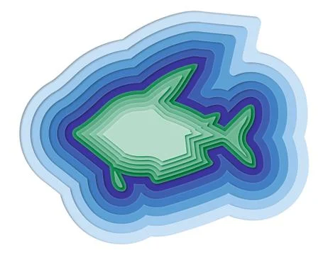 Illustration of a layered fish in the ocean Stock Illustration