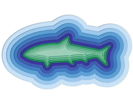 Illustration of a layered fish in the ocean Stock Illustration
