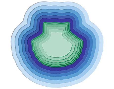 Illustration of a layered shell in the ocean Illustrazione stock