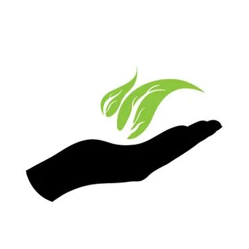 Illustration of leaf icon. Vector silhouette on white background. Symbol of e Stock Illustration