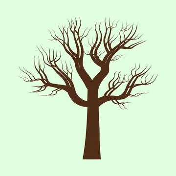 Illustration of a leafless tree with a dark brown trunk Stock Illustration