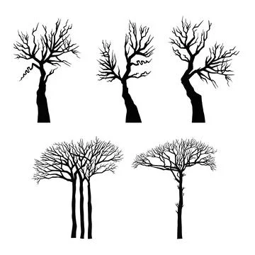 Illustration of a leafless tree. Trees want to die. Vector illustration Illustrazione stock