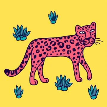 Illustration of leopard, graphic vector animal Stock Illustration