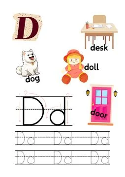 Illustration of the letter D with related objects Stock Illustration