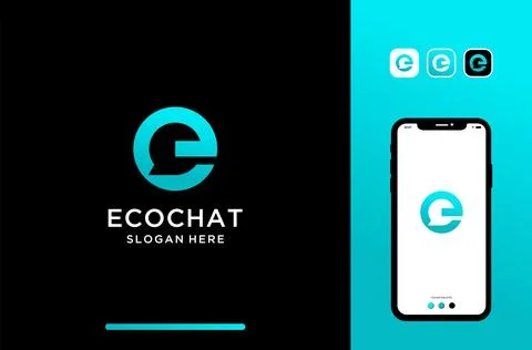 Illustration of letter or initial e logo design with bubble chat negative s.. Stock Illustration