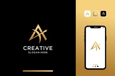 Illustration letter or initial a logo design combine with ancient arrow. pe.. Stock Illustration
