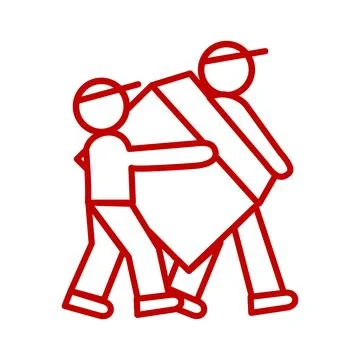 Illustration of lifting a large package by two expedition employees Stock Illustration