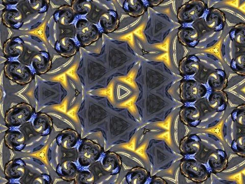 An illustration of light blue patterns with black edges on a pale yellow back 库存插图
