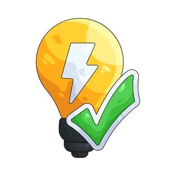 Illustration of light bulb with a checkmark 스톡 일러스트