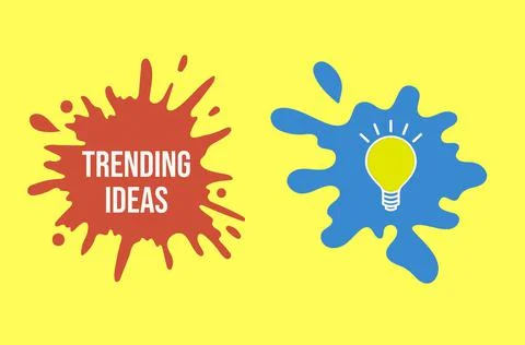 An illustration of light bulb symbol with text TRENDING IDEAS Stock Illustration