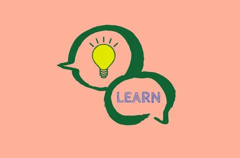 An illustration of light bulb with text LEARN. Stock Illustration