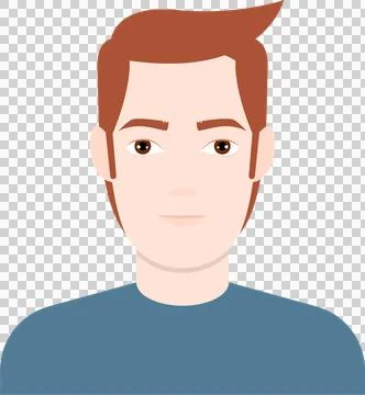 Illustration of a light-skinned man with red hair wearing a blue shirt agai.. Stock Illustration
