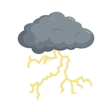 Illustration of lightning strike from storm cloud 스톡 일러스트
