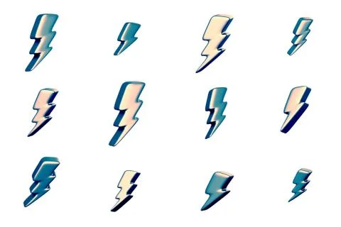 Illustration of lightning symbols. 3D Rendering Illustrazione stock