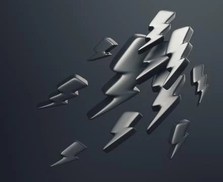 Illustration of Lightning Symbols. 3D Rendering Stock Illustration