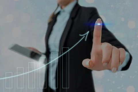 Illustration Line With Arrow Arrowhead Progressing Moving Upward Denoting Stock Photos