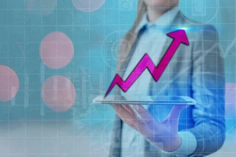 Illustration Line With Arrow Arrowhead Progressing Moving Upward Denoting Stock Photos