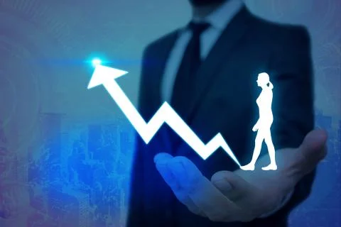 Illustration Line With Arrow Arrowhead Progressing Moving Upward Denoting Stock Photos