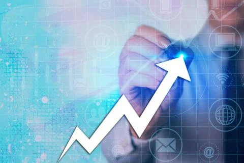 Illustration Line With Arrow Arrowhead Progressing Moving Upward Denoting Stock Photos