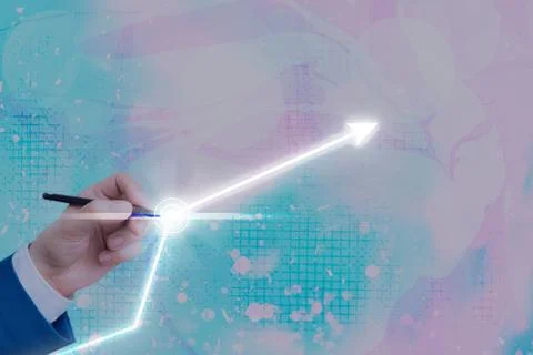 Illustration Line With Arrow Arrowhead Progressing Moving Upward Denoting Stock Photos
