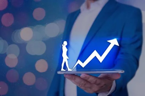 Illustration Line With Arrow Arrowhead Progressing Moving Upward Denoting Stock Photos